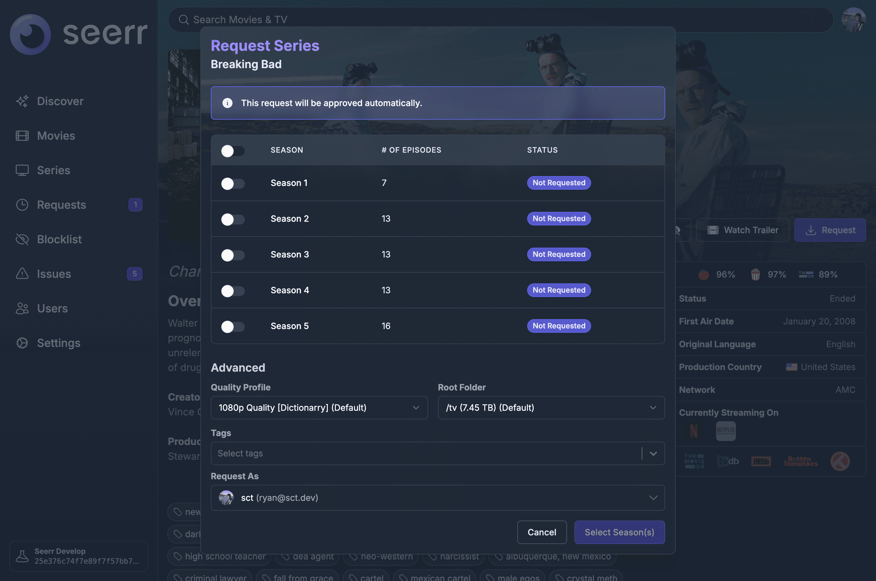 Seerr request screenshot